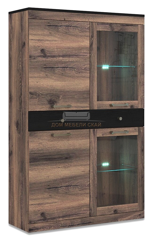 Шкаф-напольный витрина Джаггер 2V2D1S с подсветкой