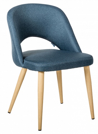 Стул-кресло Lars, рогожка синего цвета эко/натуральный дуб
