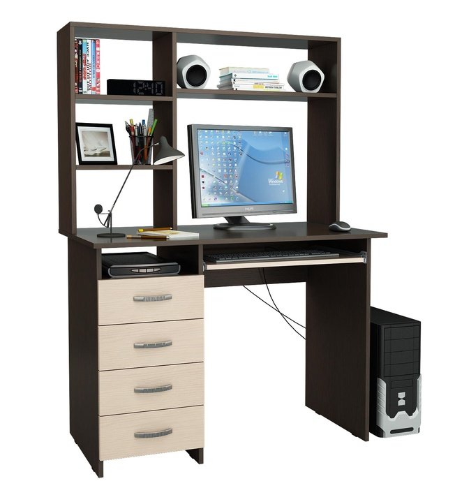 

Стол компьютерный Милан-3 с надставкой, венге/дуб молочный