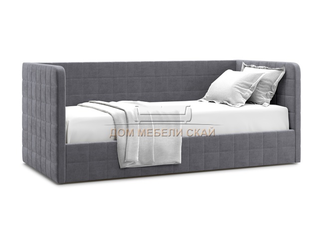Кровать-кушетка мягкая Brenta 120x200 с ПМ, серый велюр velutto 32