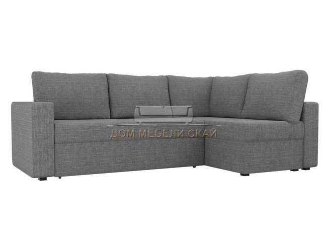 Угловой диван-кровать правый Оливер, серый/рогожка