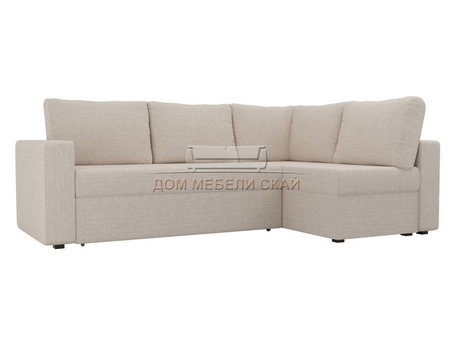 Угловой диван-кровать правый Оливер, бежевый/рогожка