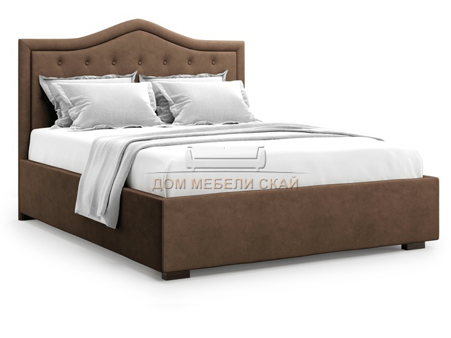 Кровать двуспальная 180x200 Tibr с подъемным механизмом, шоколадный велюр velutto 23