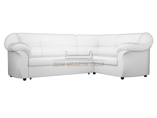Угловой диван-кровать правый Карнелла, белый/экокожа