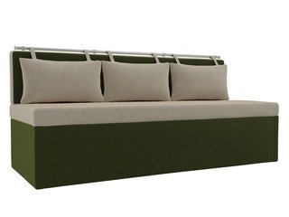 Кухонный диван со спальным местом Метро, бежевый/зеленый/микровельвет