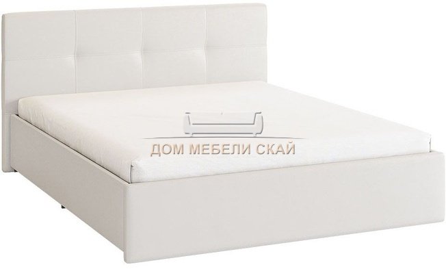 Кровать двуспальная 160x200 Куба, белая экокожа