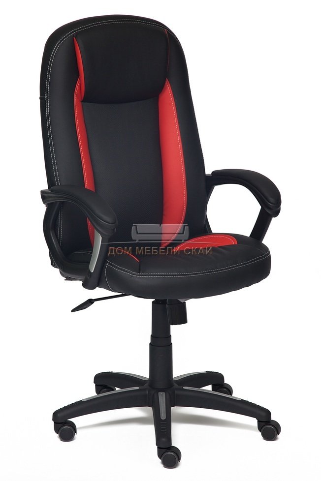 Кресло офисное Бриндиси Brindisi, черная/красная экокожа