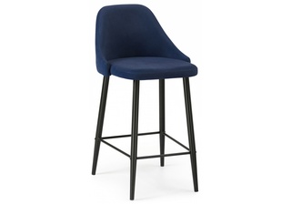 Барный стул Джама, велюровый синего цвета