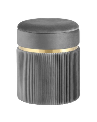 Пуф Миранда с ящиком, велюр серый