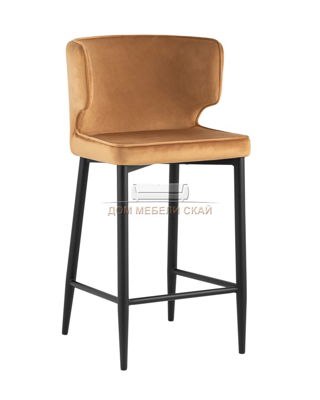 Стул полубарный Матео, велюровый терракотового цвета/черный