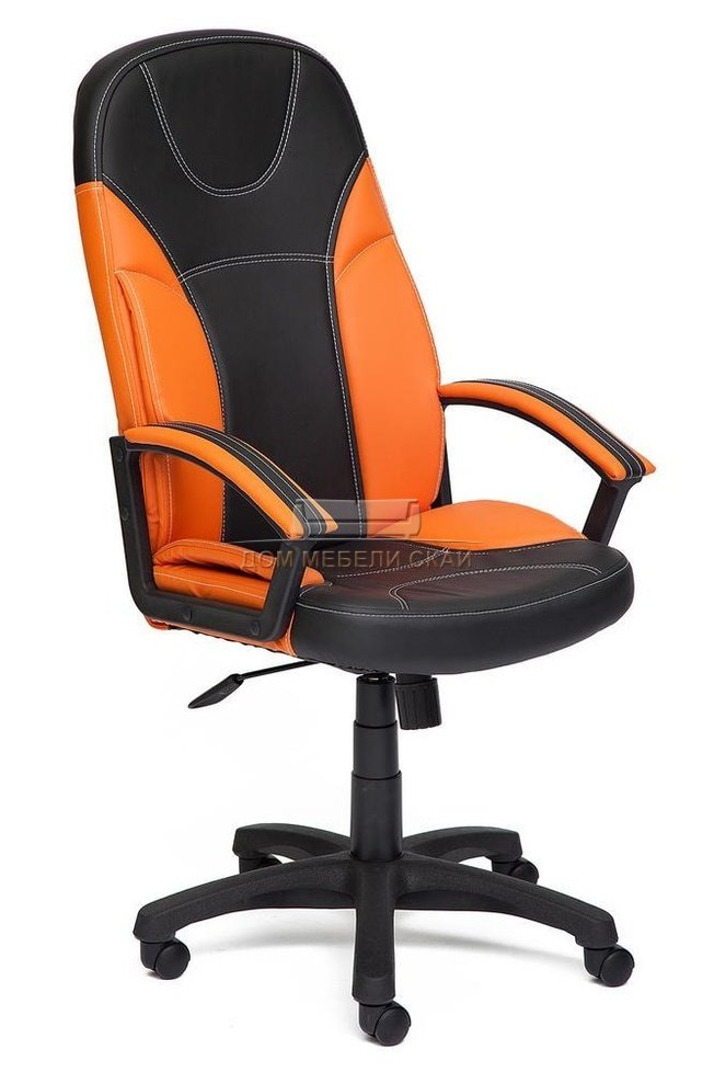 Кресло офисное Твистер Twister, черная/оранжевая экокожа