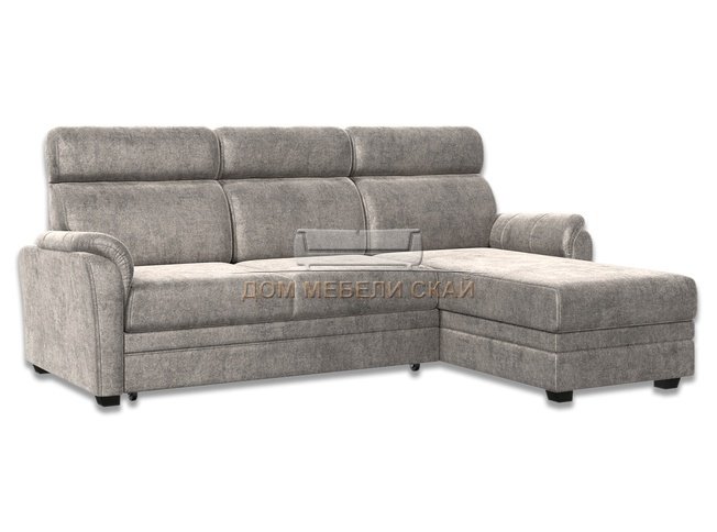 Угловой диван-кровать Омега 2-1, серо-коричневый велюр/columbia