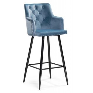 Барный стул Ofir, велюровый синего цвета blue