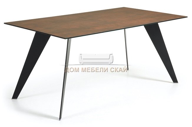 Стол обеденный Nack 160x90, черный каркас/фарфоровый Corten C366K10
