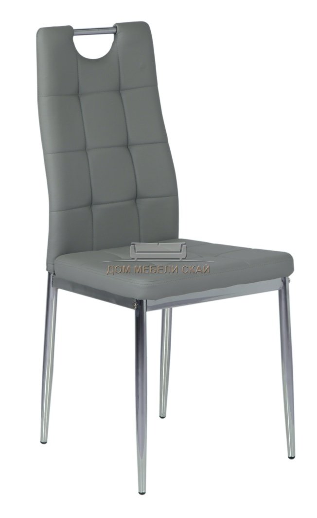 Стул металлический A-200, экокожа серого цвета/хром каркас