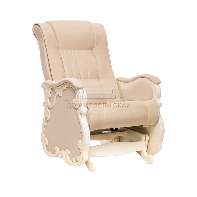 Кресло-глайдер Версаль, велюр кремовый Verona Vanilla/дуб шампань