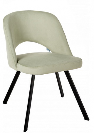 Стул-кресло Lars, велюровый светло-зеленого фисташкового цвета/черный арки
