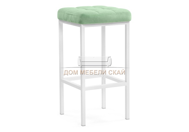Барный стул Лофт, велюр светло-зеленый катания минт/белый матовый