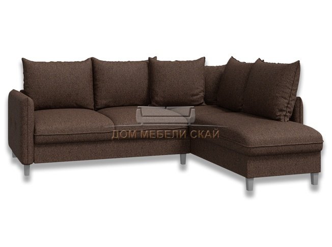 Угловой диван-кровать Лофт, коричневый/рогожка