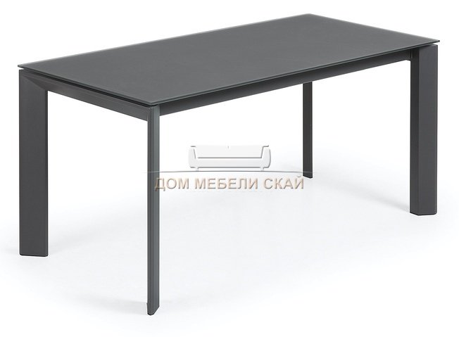 Стол обеденный раздвижной Atta 160(220)x90 антрацит, темно-серое стекло CC0186C02