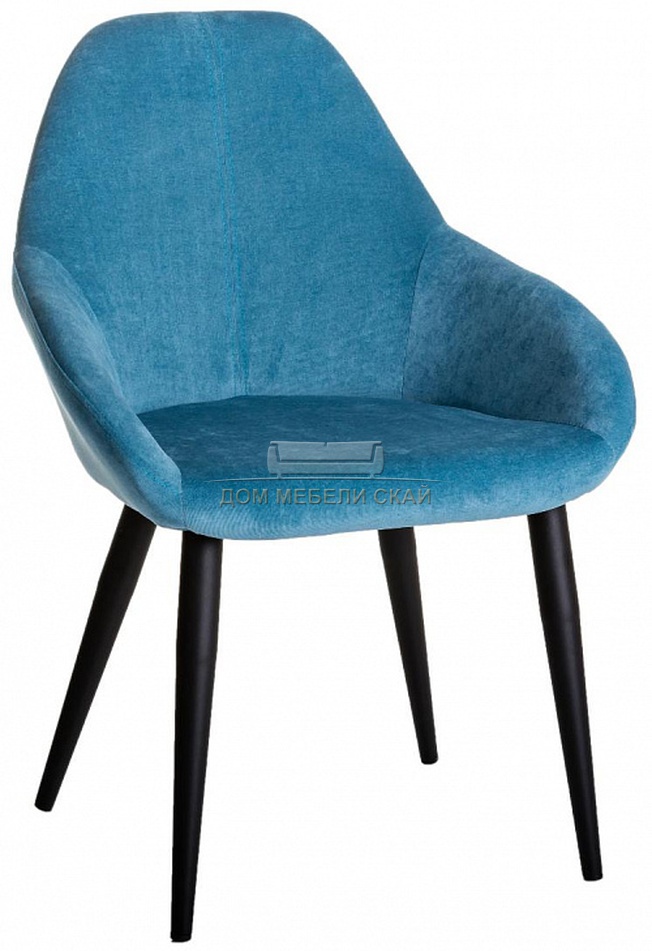 Стул-кресло Kent, велюровый синего цвета блю/черный