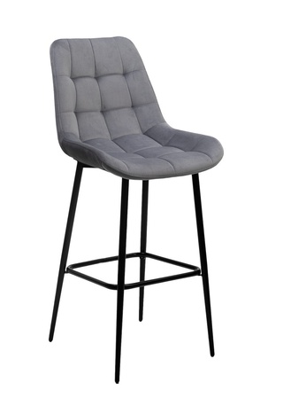 Барный стул ХОФМАН, велюр серый H-14/черный каркас
