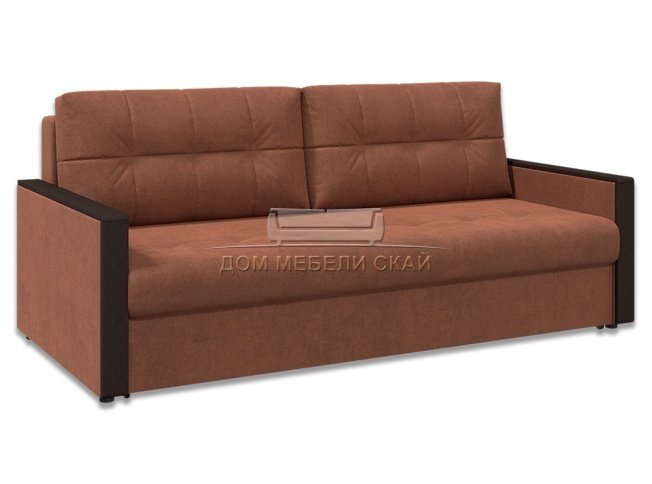 Диван-кровать Норд с декором, коричневый велюр/венге