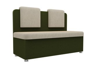 Кухонный диван Маккон 2-х местный, бежевый/зеленый/микровельвет