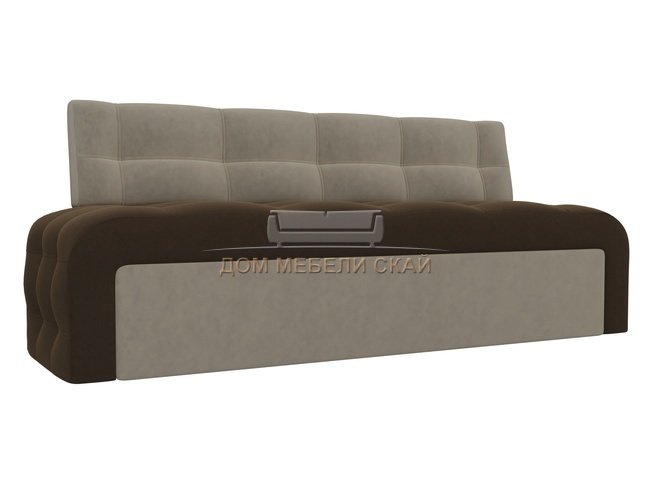 Кухонный диван со спальным местом Люксор, коричневый/бежевый/микровельвет