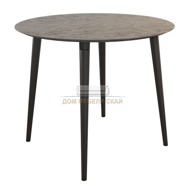 Стол обеденный круглый Олимп 2, камень темный/венге