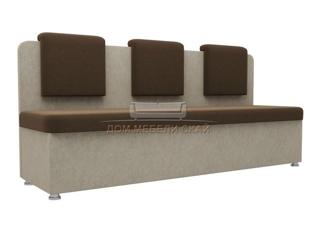 Кухонный диван Маккон 3-х местный, коричневый/бежевый/микровельвет