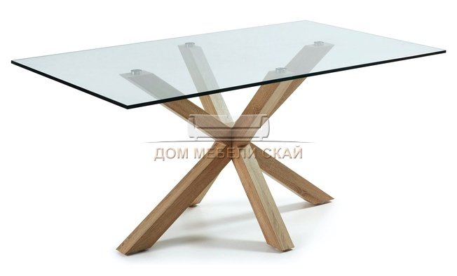 Стол обеденный Arya 160x90, естественный/прозрачное стекло C437C07