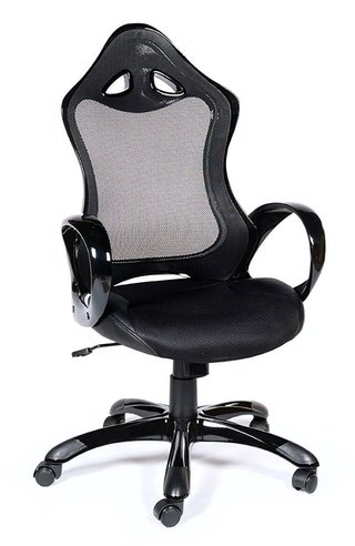 Кресло офисное Тесла, черный пластик/черная спинка/черное сиденье
