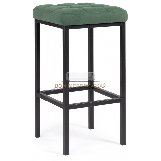 Барный стул Лофт, велюровый зеленого цвета катания изумруд/черный матовый