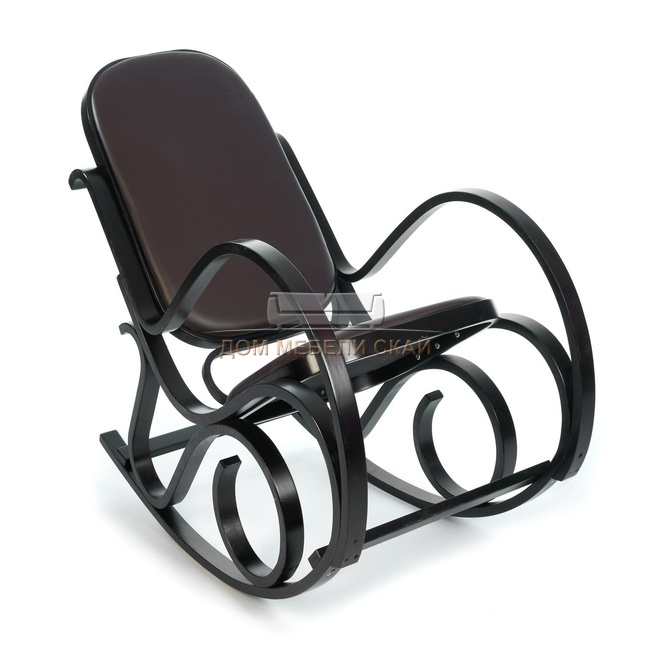 Кресло-качалка mod. AX3002-2, экокожа темно-коричневая/венге