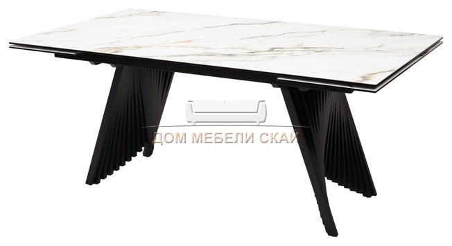 Стол обеденный раздвижной IVAR 180, контрастный мрамор MARBLES KL-188/ итальянская керамика/черный