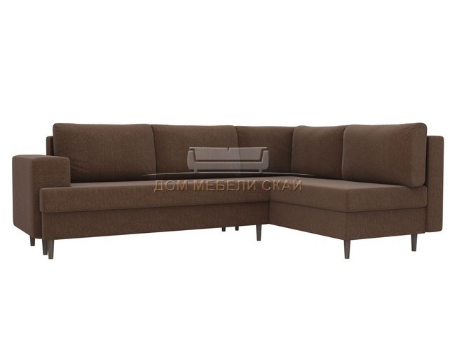 Угловой диван-кровать правый Сильвана, коричневый/рогожка