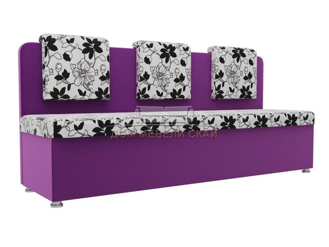 Кухонный диван Маккон 3-х местный, белый/фиолетовый/рогожка