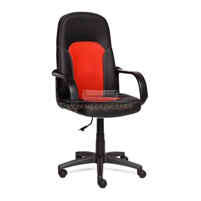 Кресло офисное Парма Parma, черная/красная экокожа