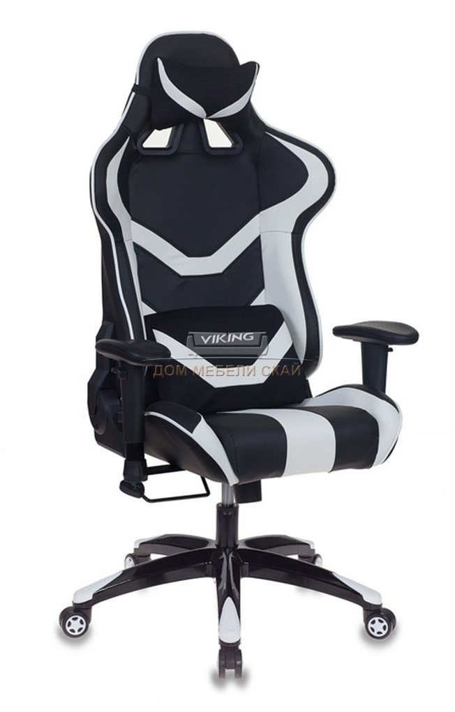 Кресло игровое CH-772N, черная экокожа/белые вставки