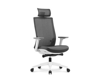Кресло офисное Ruby, белый пластик/серая сетка/серая ткань