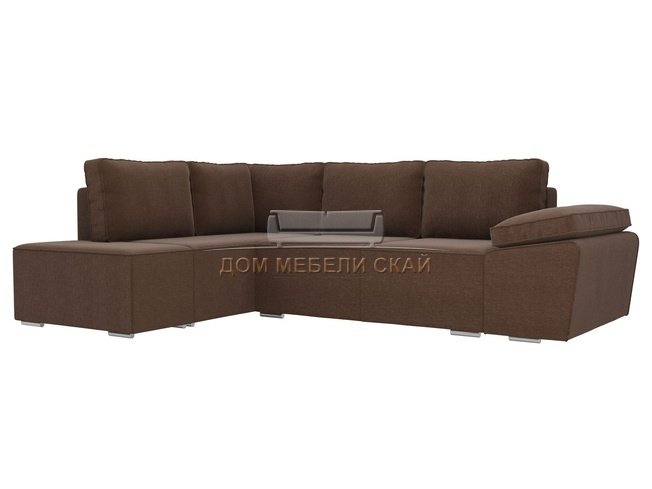 Угловой диван-кровать левый Хавьер, коричневый/рогожка