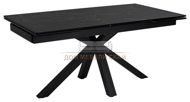 Стол обеденный раздвижной ALTO 160, NERO KL-116/черный мрамор матовый/итальянская керамика/черный каркас
