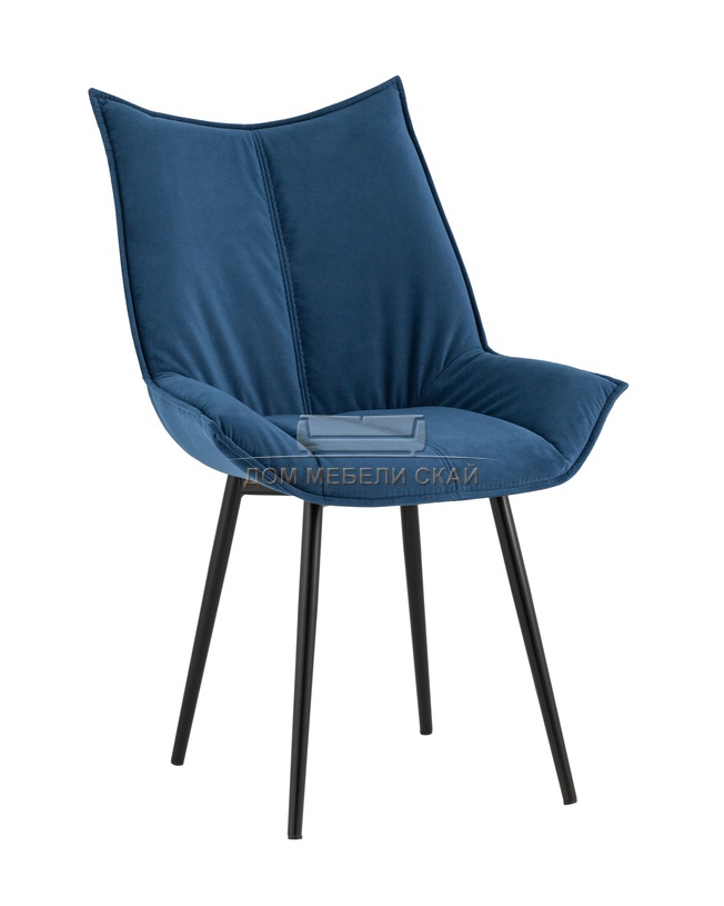 Стул Осло, велюровый синего цвета/черный