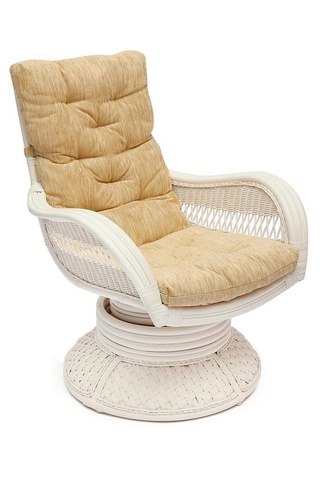 Кресло-качалка ANDREA Relax Medium с подушкой, белый/кремовый