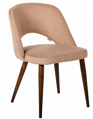 Стул-кресло Lars, велюровый бежевого цвета эко/темный орех