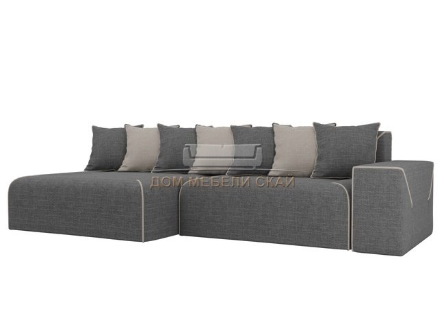 Угловой диван-кровать левый Кёльн, серый/бежевый/рогожка