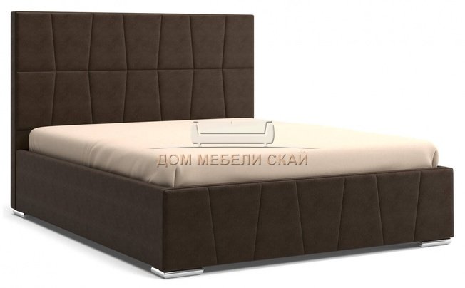 Кровать Пассаж 1600 с подъемным механизмом, коричневый велюр