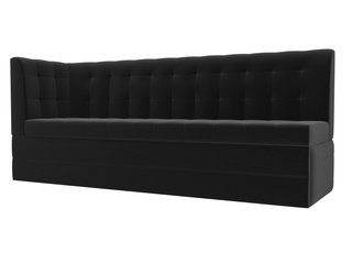 Кухонный угловой диван со спальным местом левый Бриз, черный/микровельвет