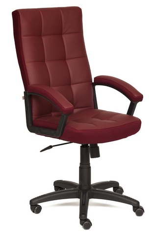 Кресло офисное Тренди Trendy, экокожа бордового цвета/сетка бордо